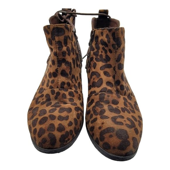 Pierre Dumas Leopard Zoey Ankle Boot  Bootie Tie Back Accent Sz 10 - Picture 2 of 8